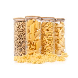 Runde Vorratsgläser mit Bambusdeckel 4er Set 1700ml