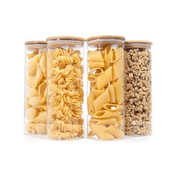 Runde Vorratsgläser mit Bambusdeckel 4er Set 1700ml