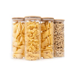 Runde Vorratsgläser mit Bambusdeckel 4er Set 1700ml