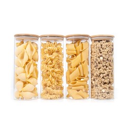 Runde Vorratsgläser mit Bambusdeckel 4er Set 1700ml