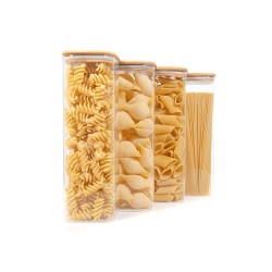 Quadratische Vorratsgläser mit Bambusdeckel 4er Set 2400ml