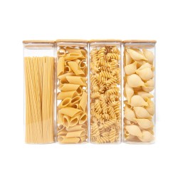 Quadratische Vorratsgläser mit Bambusdeckel 4er Set 2400ml