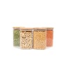 Quadratische Vorratsgläser mit Bambusdeckel 4er Set 1200ml