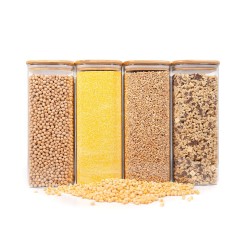 Quadratische Vorratsgläser mit Bambusdeckel 4er Set 2000ml