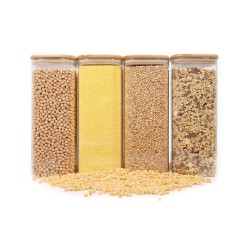Quadratische Vorratsgläser mit Bambusdeckel 4er Set 2000ml