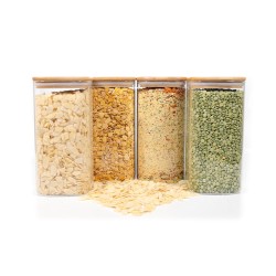 Quadratische Vorratsgläser mit Bambusdeckel 4er Set 1600ml