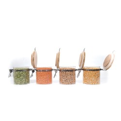 Clipverschluss Vorratsgläser mit Bambusdeckel 4er Set 750ml