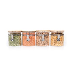 Clipverschluss Vorratsgläser mit Bambusdeckel 4er Set 750ml