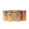 Clipverschluss Vorratsgläser mit Bambusdeckel 4er Set 1000ml