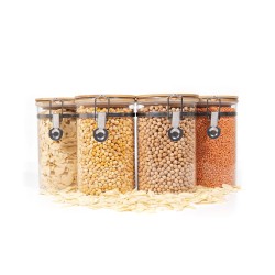 Clipverschluss Vorratsgläser mit Bambusdeckel 4er Set 1000ml