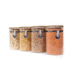 Clipverschluss Vorratsgläser mit Bambusdeckel 4er Set 1000ml