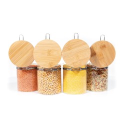 Clipverschluss Vorratsgläser mit Bambusdeckel 4er Set 850ml