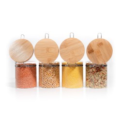 Clipverschluss Vorratsgläser mit Bambusdeckel 4er Set 850ml