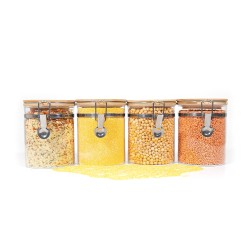 Clipverschluss Vorratsgläser mit Bambusdeckel 4er Set 850ml