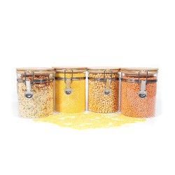 Clipverschluss Vorratsgläser mit Bambusdeckel 4er Set 850ml