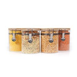 Clipverschluss Vorratsgläser mit Bambusdeckel 4er Set 850ml
