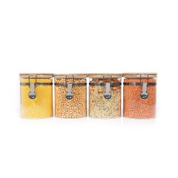 Clipverschluss Vorratsgläser mit Bambusdeckel 4er Set 850ml