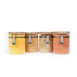 Clipverschluss Vorratsgläser mit Bambusdeckel 4er Set 850ml