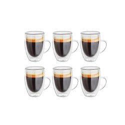Doppelwandige 350 ml Gläser mit Henkel 6er Set