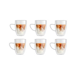 Doppelwandige 350 ml Gläser mit Henkel 6er Set