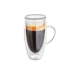 Doppelwandiges Glas mit Henkel 600 ml