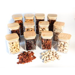 Geschenkset schmale quadratische Gewürzgläser 12er Set
