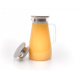 Glaskaraffe mit Edelstahldeckel  breit 1500 ml