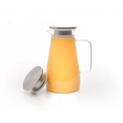 Glaskaraffe mit Edelstahldeckel  breit 1500 ml