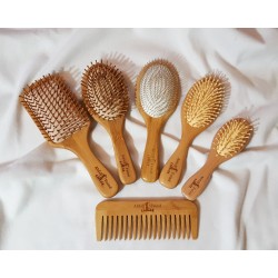 Grosse runde Haarbürste aus Bambus
