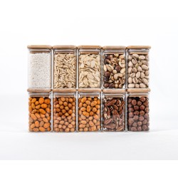Schmale quadratische Gewürzgläser 10 cm hoch 10er Set