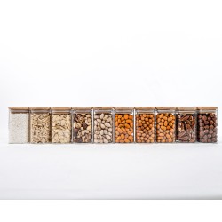Schmale quadratische Gewürzgläser 10 cm hoch 10er Set