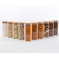 Schmale quadratische Vorratsgläser 16 cm hoch 10er Set