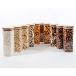 Schmale quadratische Vorratsgläser 16 cm hoch 10er Set