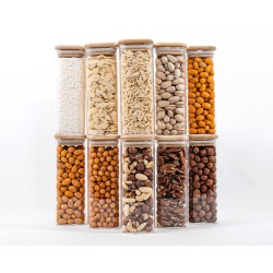 Schmale quadratische Vorratsgläser 16 cm hoch 10er Set