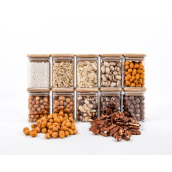 Schmale quadratische Gewürzgläser 8 cm hoch 10er Set