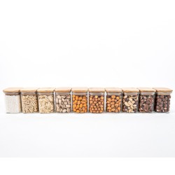 Schmale quadratische Gewürzgläser 8 cm hoch 10er Set