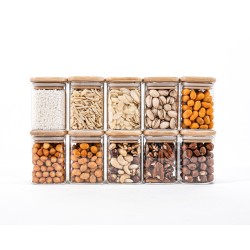 Schmale quadratische Gewürzgläser 8 cm hoch 10er Set