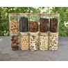 Schmale Gewürzgläser 12 cm hoch Bambusdeckel 10er Set