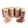Schmale Gewürzgläser 14 cm hoch Bambusdeckel 10er Set