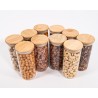 Schmale Gewürzgläser 14 cm hoch Bambusdeckel 10er Set