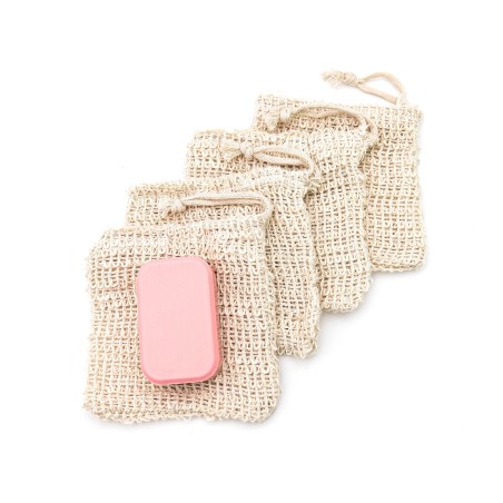 Seifenbeutel gross aus Sisal zum Duschen 4er Set