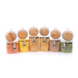 Clipverschluss Vorratsgläser mit Bambusdeckel 6er Set