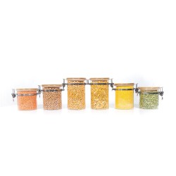 Clipverschluss Vorratsgläser mit Bambusdeckel 6er Set