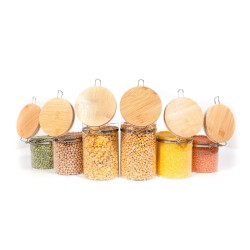 Clipverschluss Vorratsgläser mit Bambusdeckel 6er Set