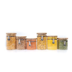 Clipverschluss Vorratsgläser mit Bambusdeckel 6er Set