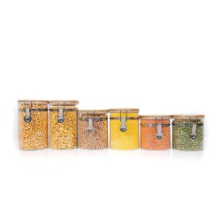 Clipverschluss Vorratsgläser mit Bambusdeckel 6er Set