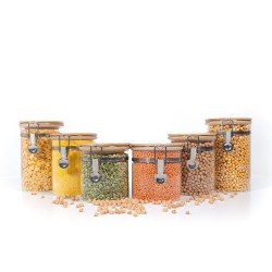 Clipverschluss Vorratsgläser mit Bambusdeckel 6er Set