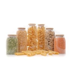 Vorratsgläser mit Bambusdeckel oval 6er Set