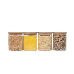 Runde Vorratsgläser mit Bambusdeckel 4er Set 800ml