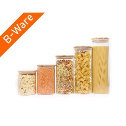 Runde Vorratsgläser mit Bambusdeckel einzeln